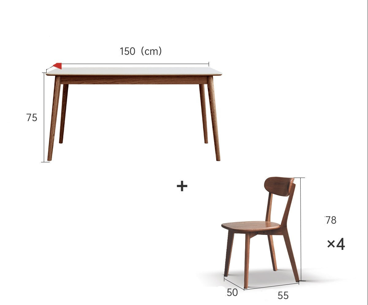 Dining Table with rock slab surface Oak solid wood"