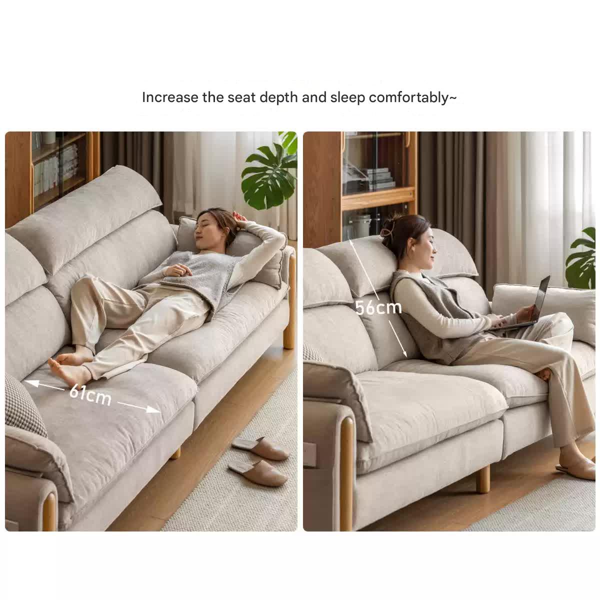 Oak high back chenille sofa washable