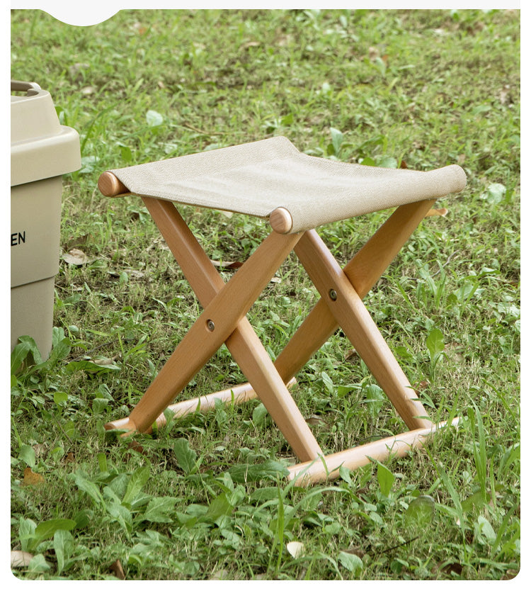 Beech solid wood outdoor portable folding stool
