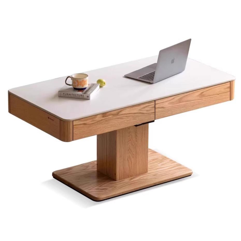 Oak Solid Wood Elevated Tea Table Rock Plate