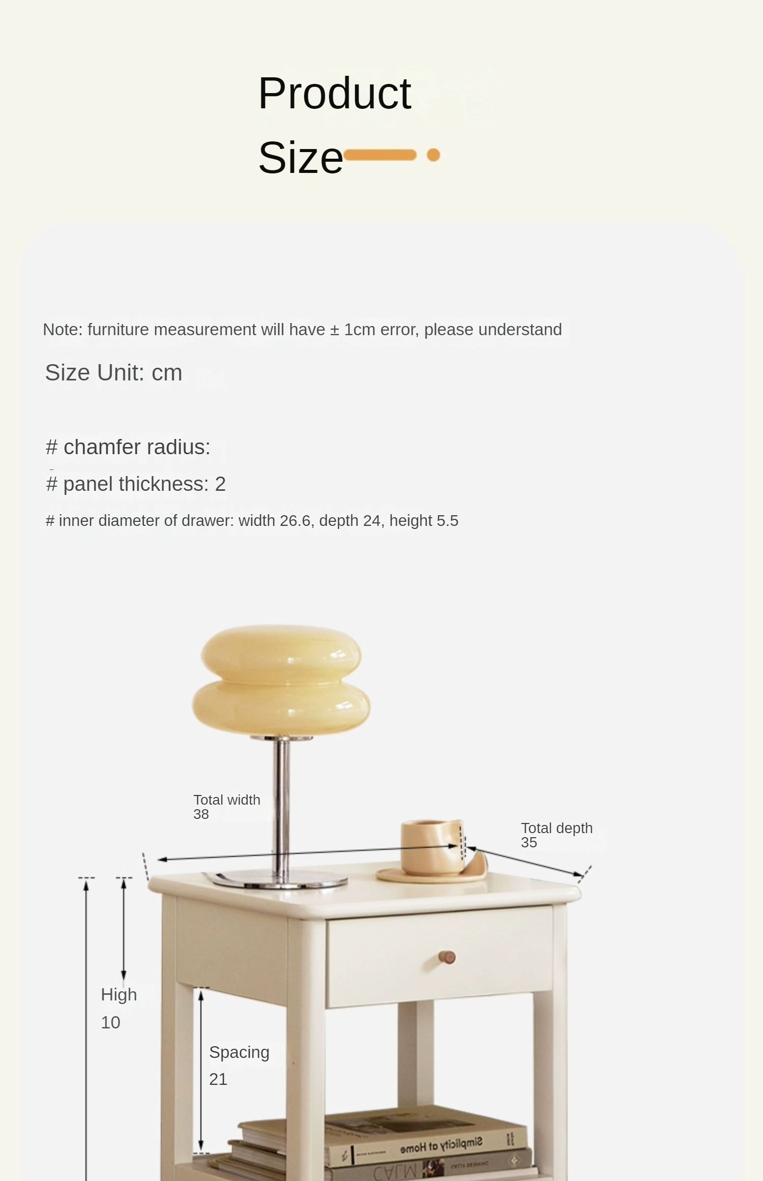 Beech solid wood Single drawer nightstand-