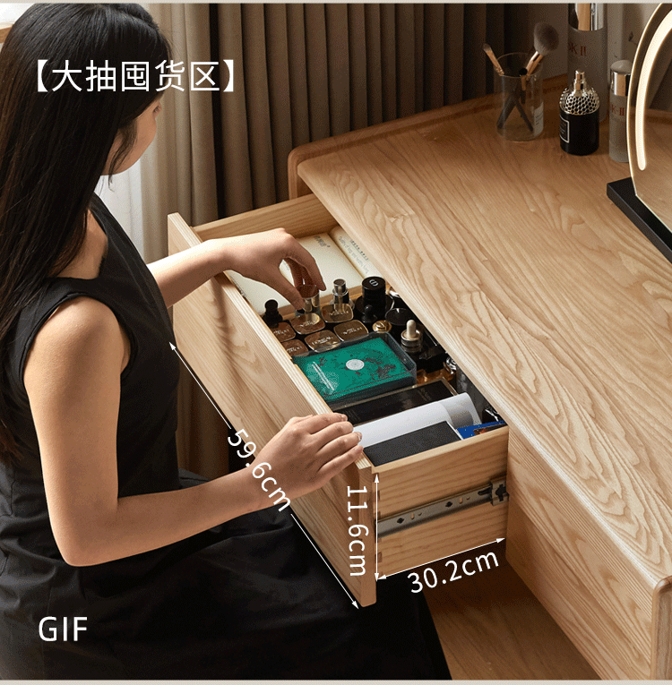 Ash Solid Wood Modern Vanity Table.