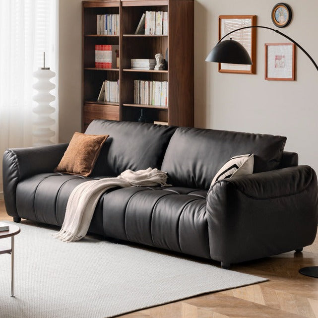 Eco-friendly synthetic leather, art Italian minimalist black sofa "