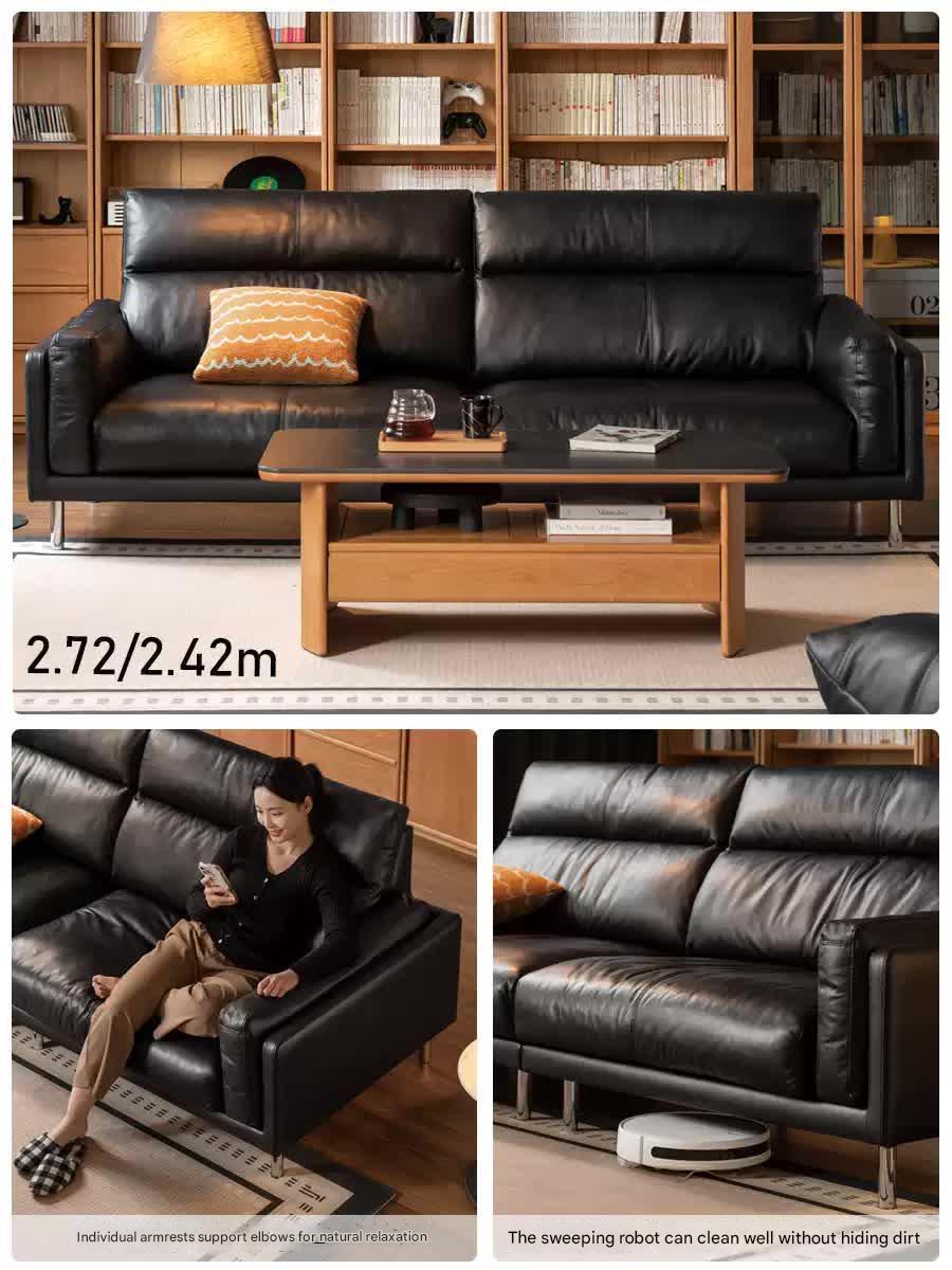 Italian Luxury Leather Sofa  High-Back