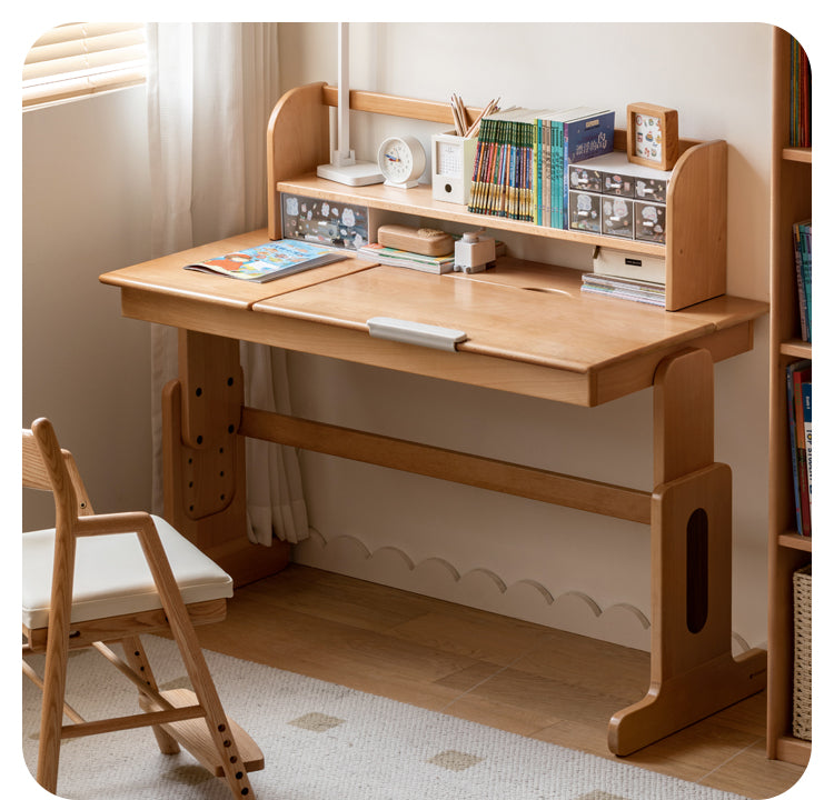 Beech, Oak Solid Wood Nordic Study Bookshelf