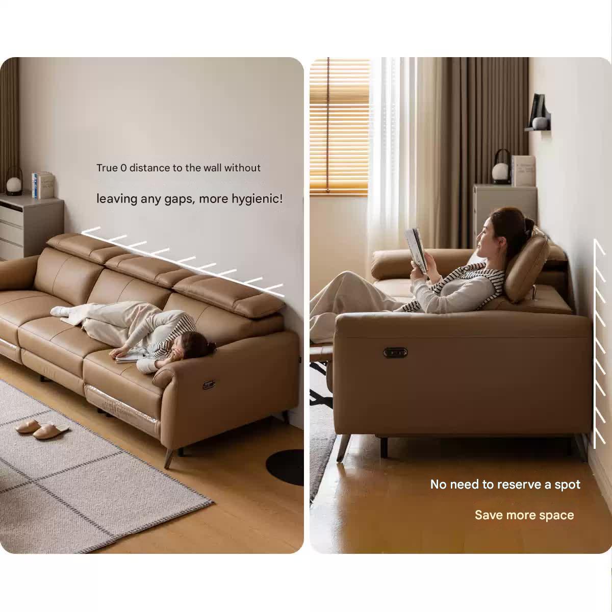Electric Sofa Genuine Leather zero wall italian light luxury
