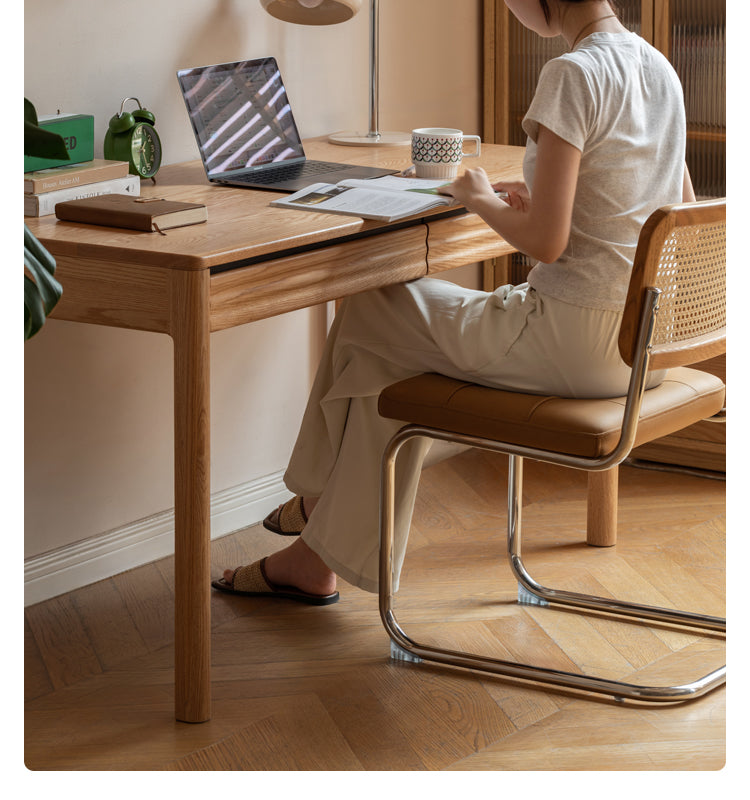 Oak Solid Wood Computer Desk With Drawer