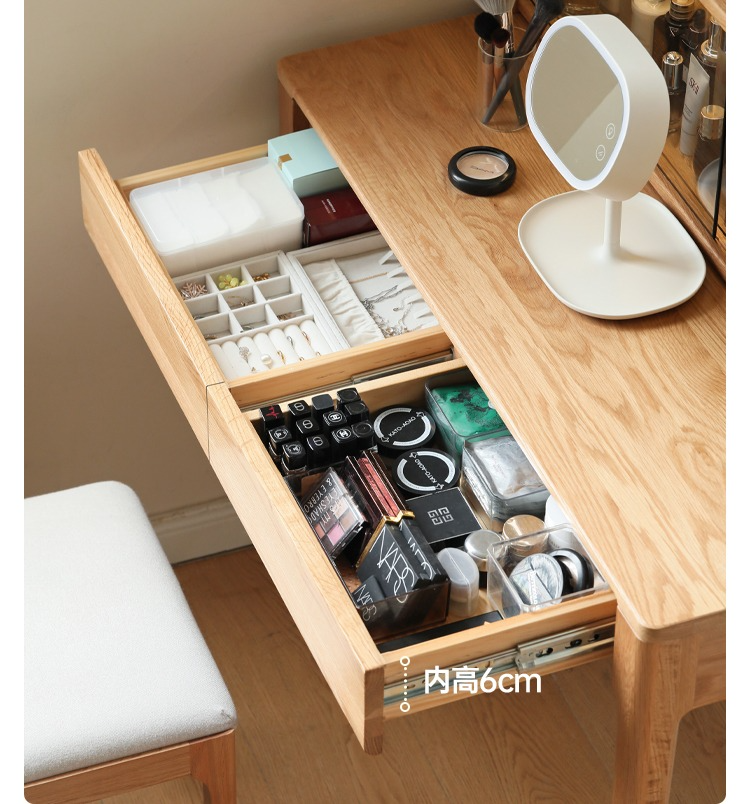 White Oak Solid Wood Makeup Table Storage "