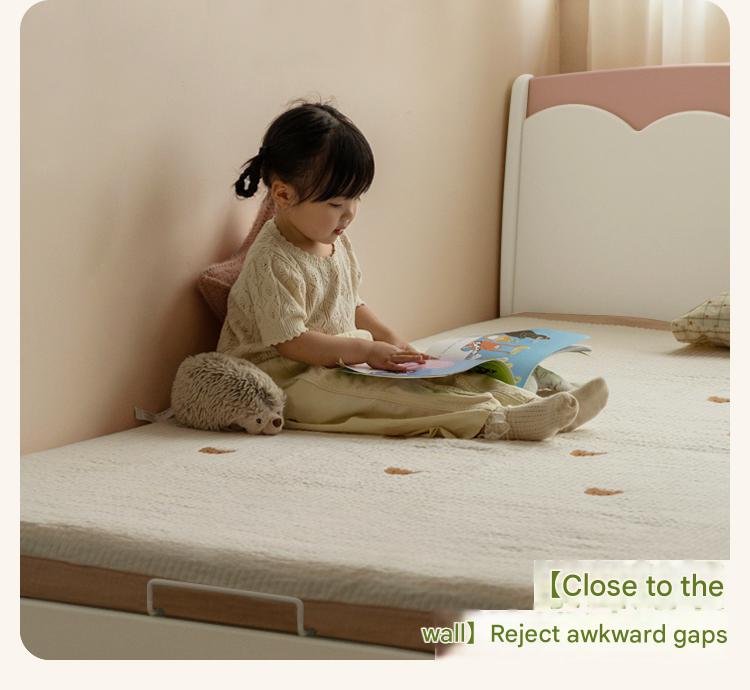Rubber Solid Wood Cream Style Single Bed