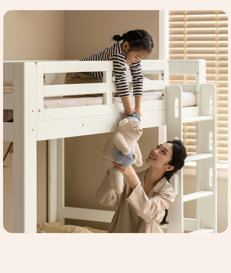 Birch Solid Wood Children's Bunk Bed Cream Style White.