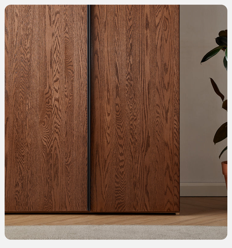 Oak solid wood wardrobe high walnut color