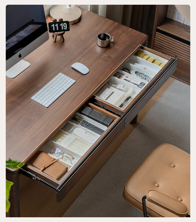 Black Walnut Solid Wood Rectangular Office Desk