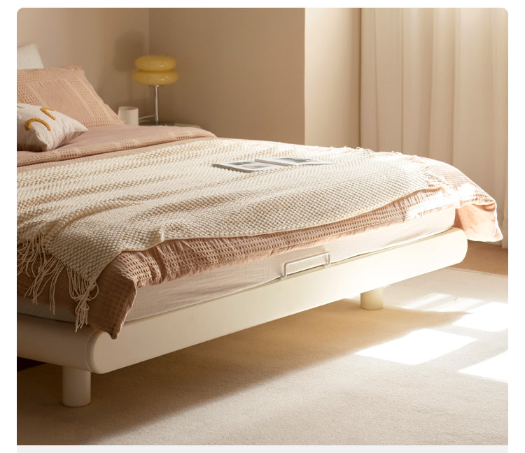 Poplar solid wood cream style Platform Bed<