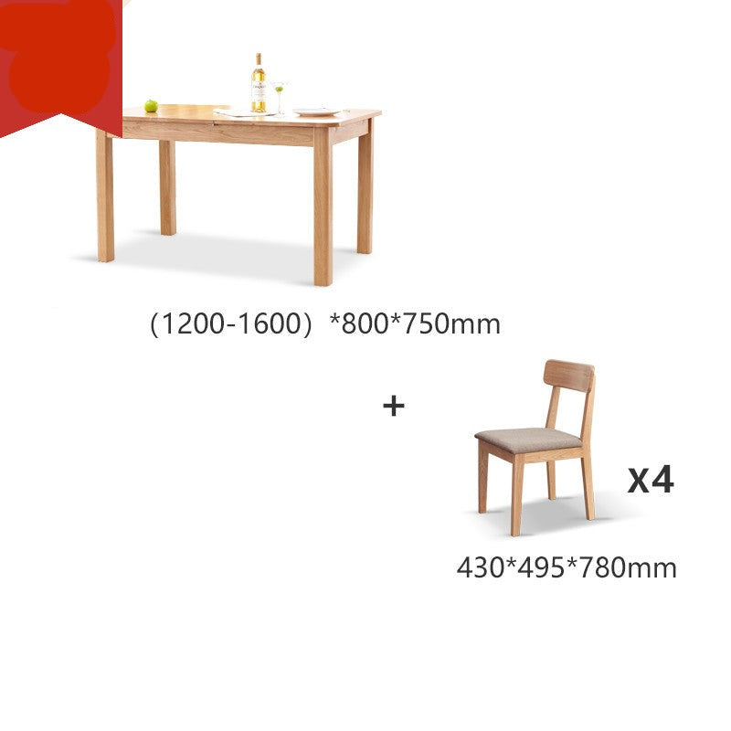Oak solid wood telescopic folding dining table-