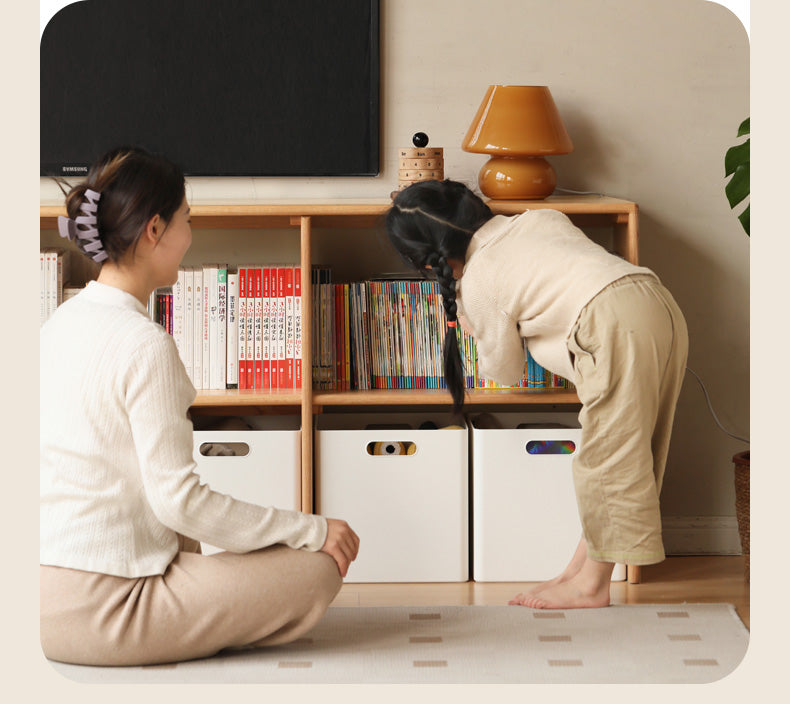 Oak Solid Wood TV Cabinet Minimalist Children's Toy Storage