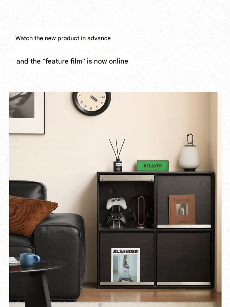 Oak Solid Wood Black Storage Combination Module Cabinet