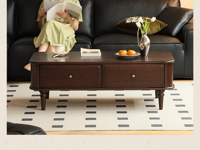 Poplar Solid Wood American Rectangular Coffee Table-