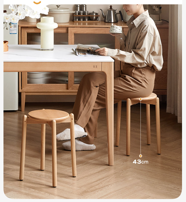 Beech solid wood stackable stools