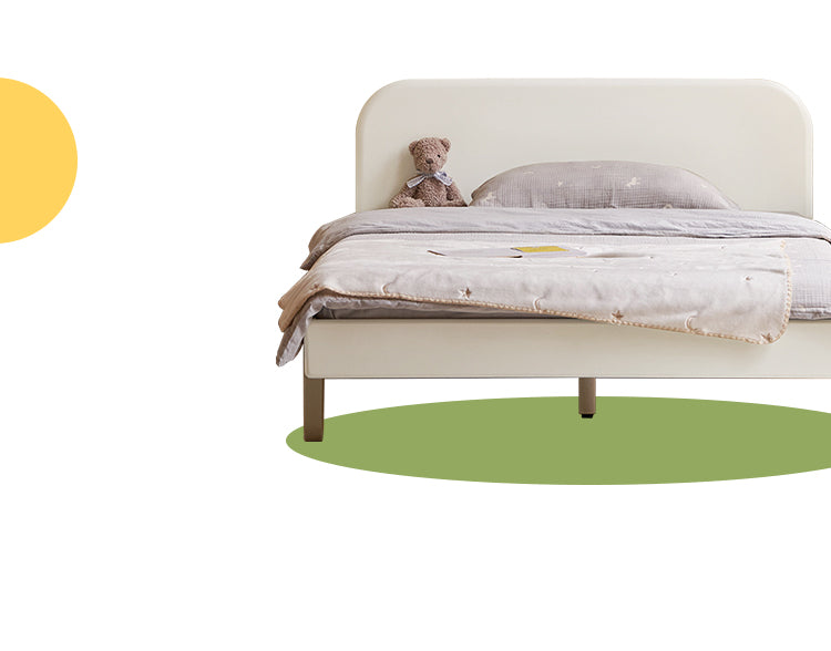 Poplar Solid Wood White Cream Style Children's Single Bed