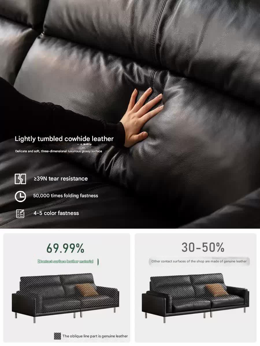 Italian Luxury Leather Sofa  High-Back