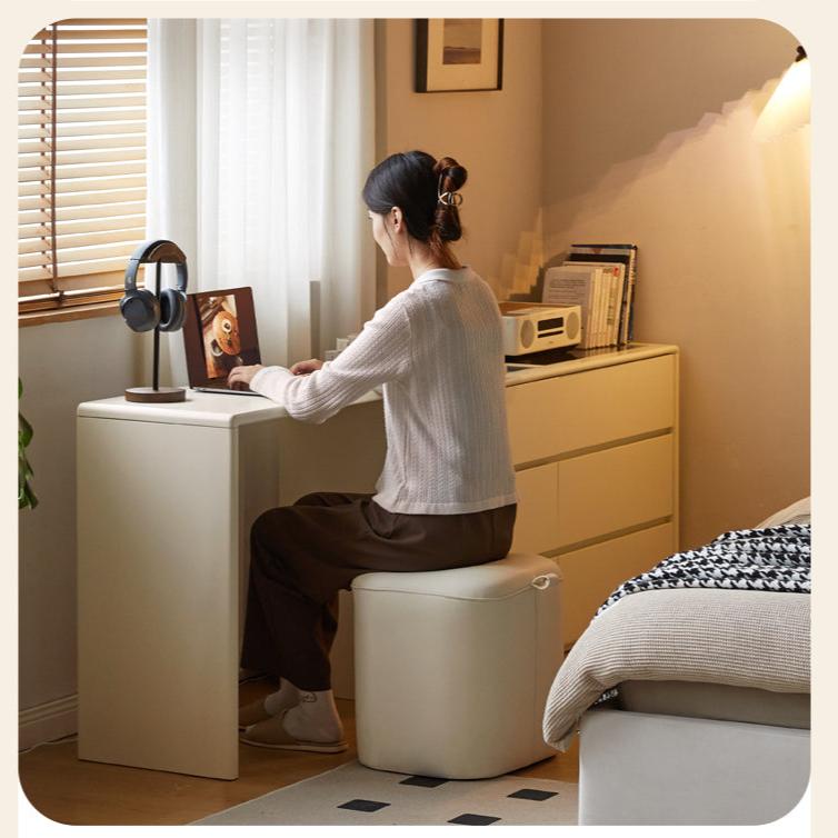 Poplar Solid Wood Dressing Table, Simple White Cabinet