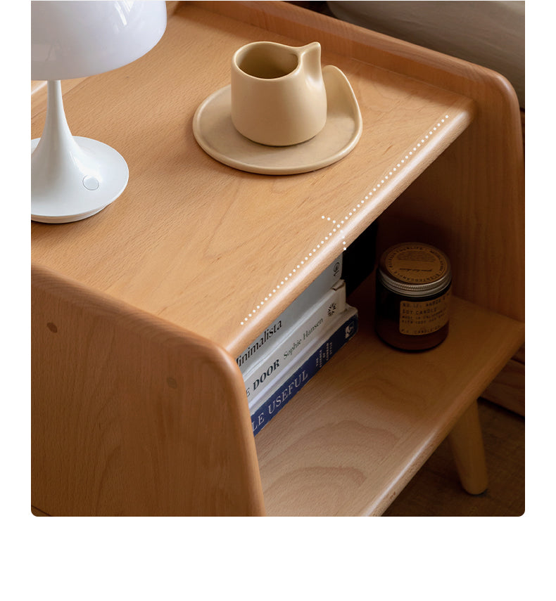 Beech solid wood Fully open nightstand :