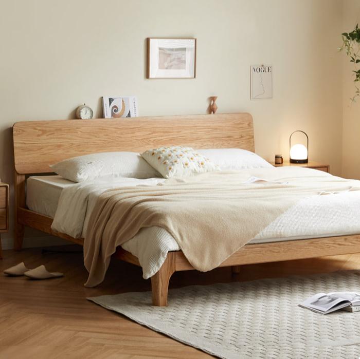 Oak solid wood,Rubber wood bed modern Nordic