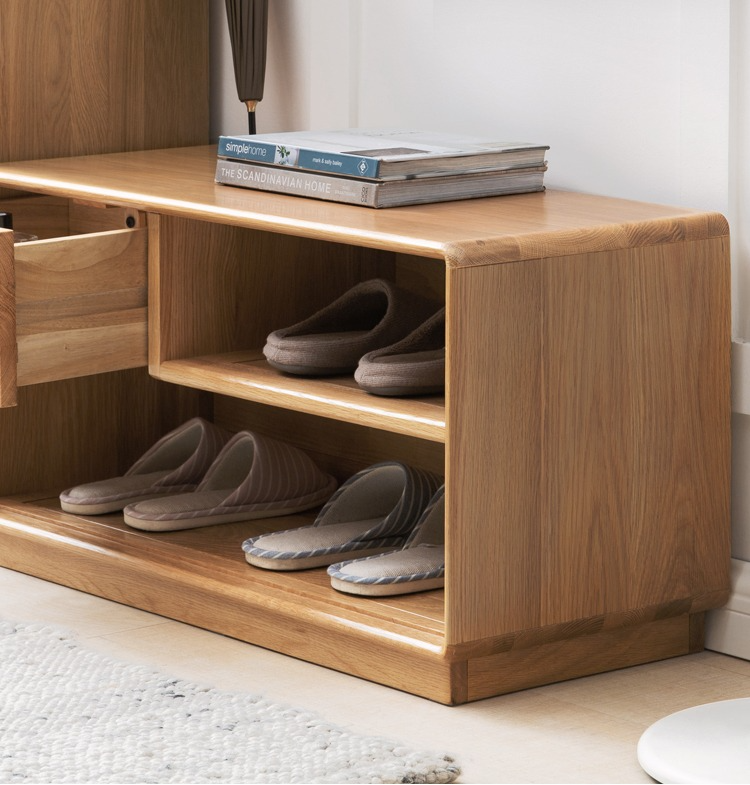 Oak solid wood shoe changing stool-