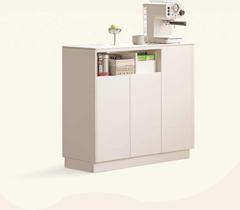Poplar solid wood partition dining cabinet, white cream rock board "