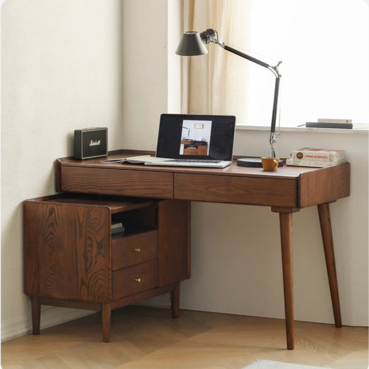 Ash Solid Wood Expansion Office Desk Corner Table"