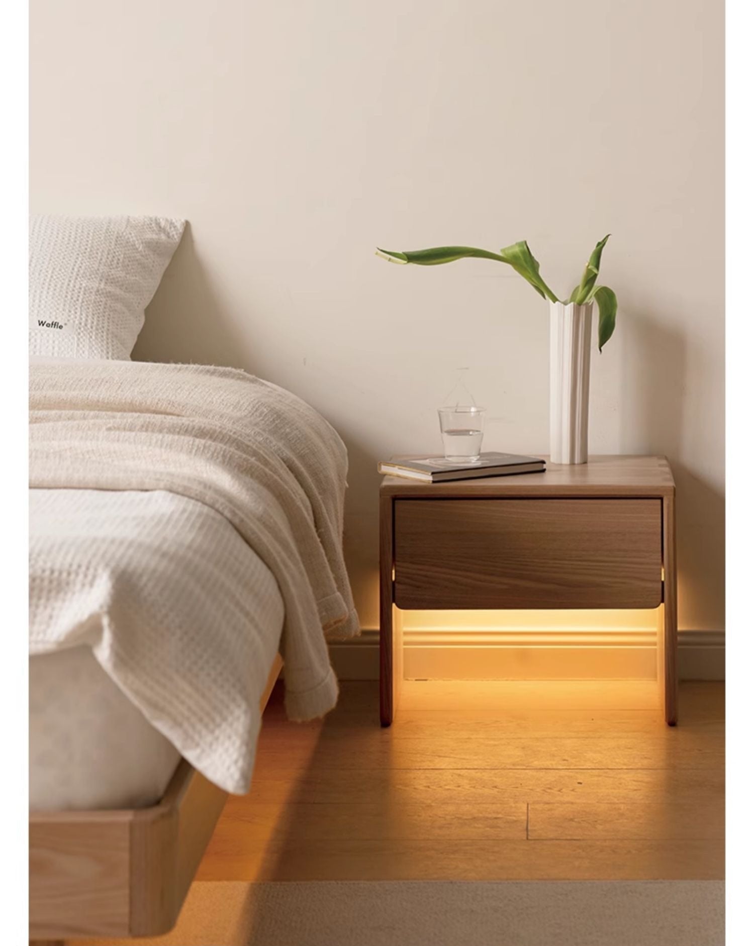 Ash solid wood smart modern nightstand