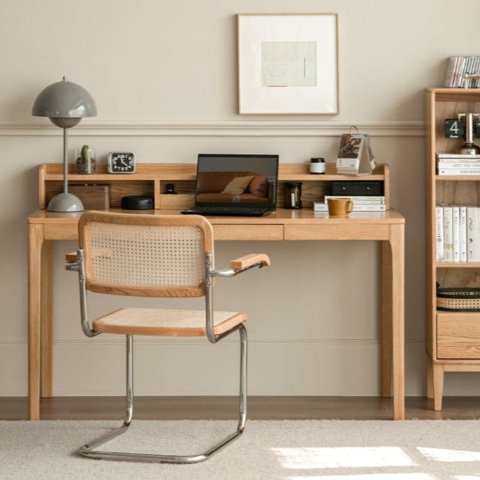 Oak, Beech Solid Wood Shelves Office Desk