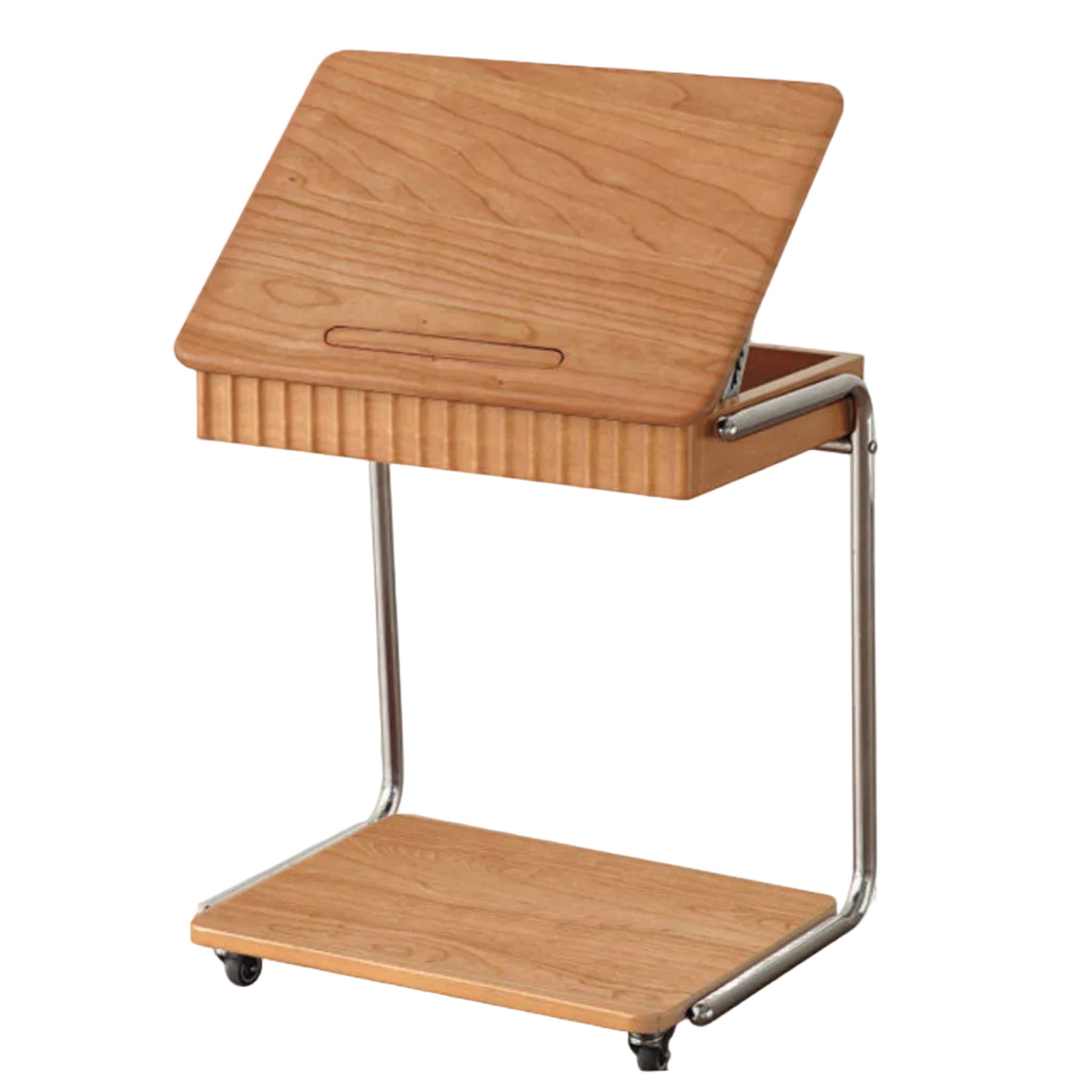 Tulipwood, Cherry Solid Wood Mobile Retro Side Table