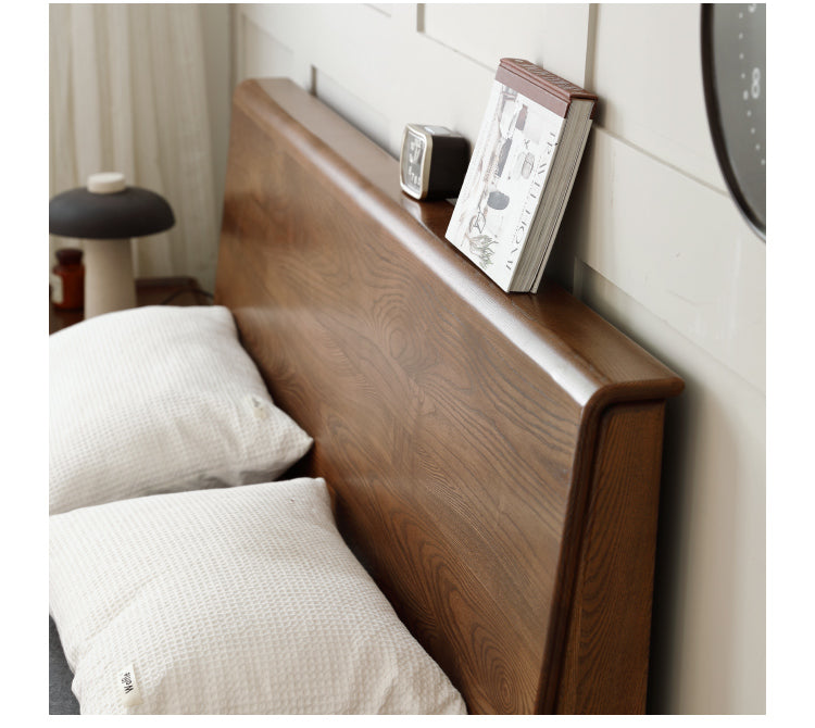 Ash, Oak solid wood bed Nordic modern simple bed<