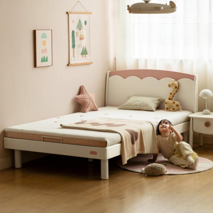 Rubber Solid Wood Cream Style Single Bed