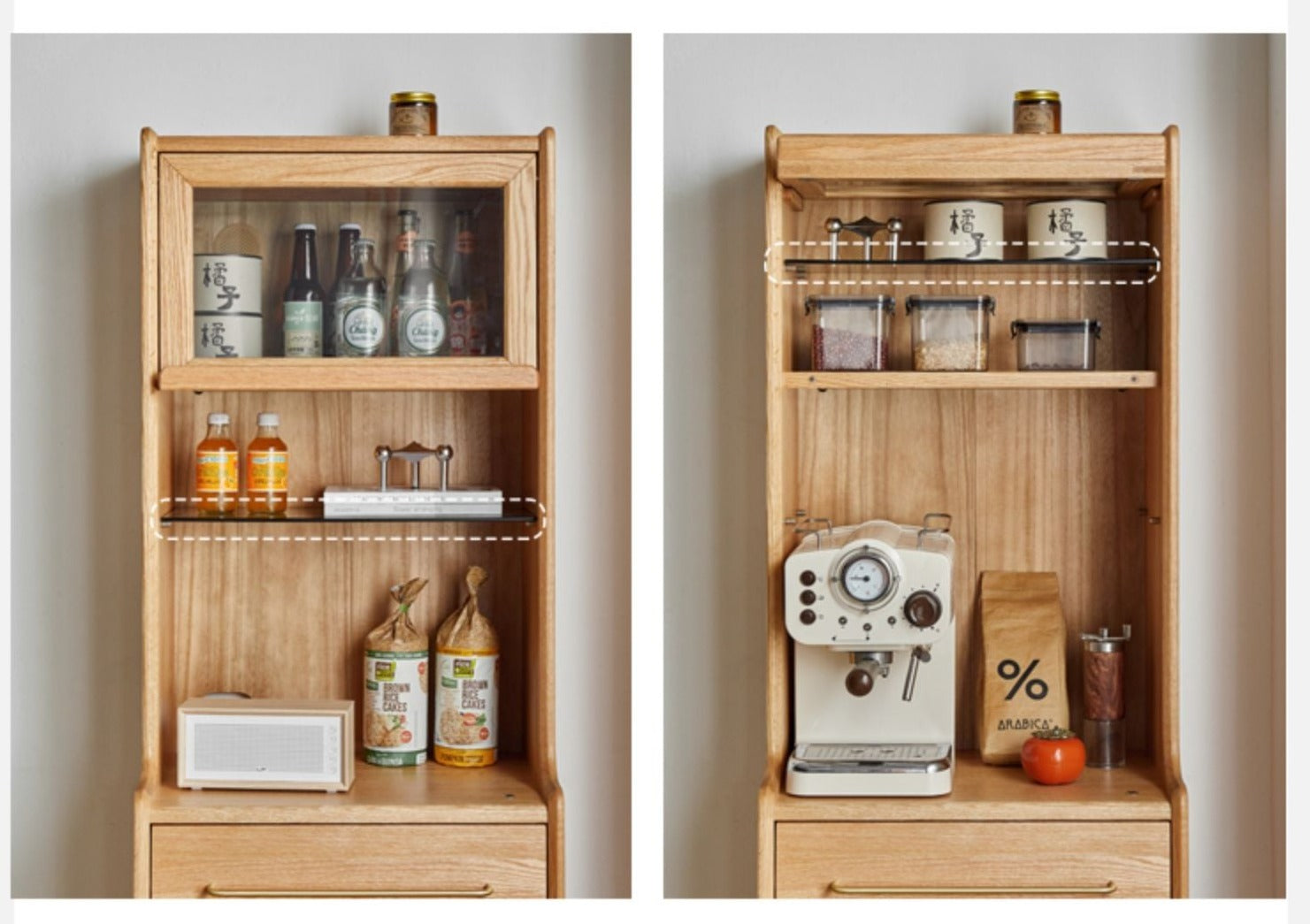 Oak solid wood side cabinet ,narrow sideboard+