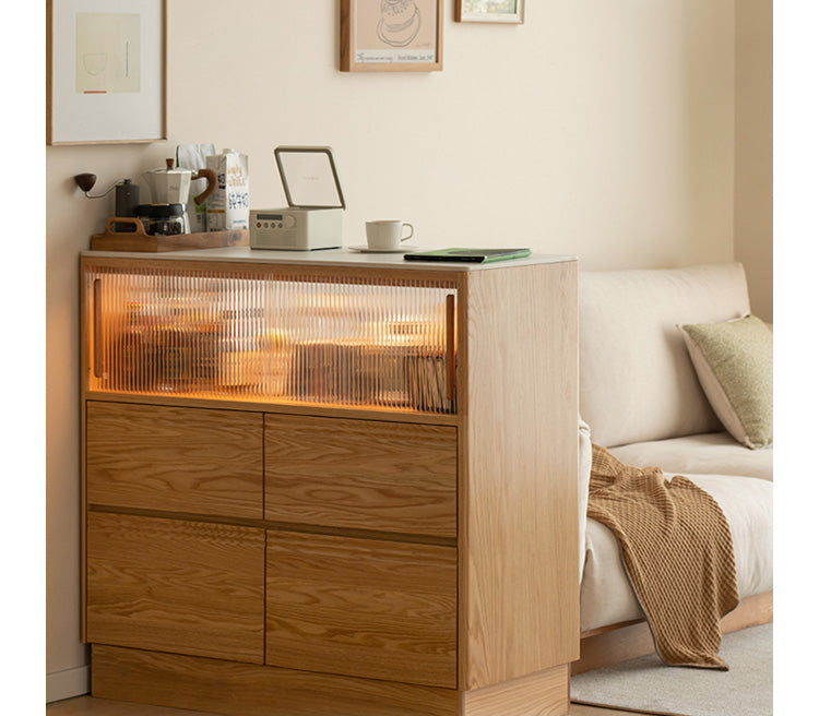 Oak Solid Wood Partition Multi functional Storage Cabinet "