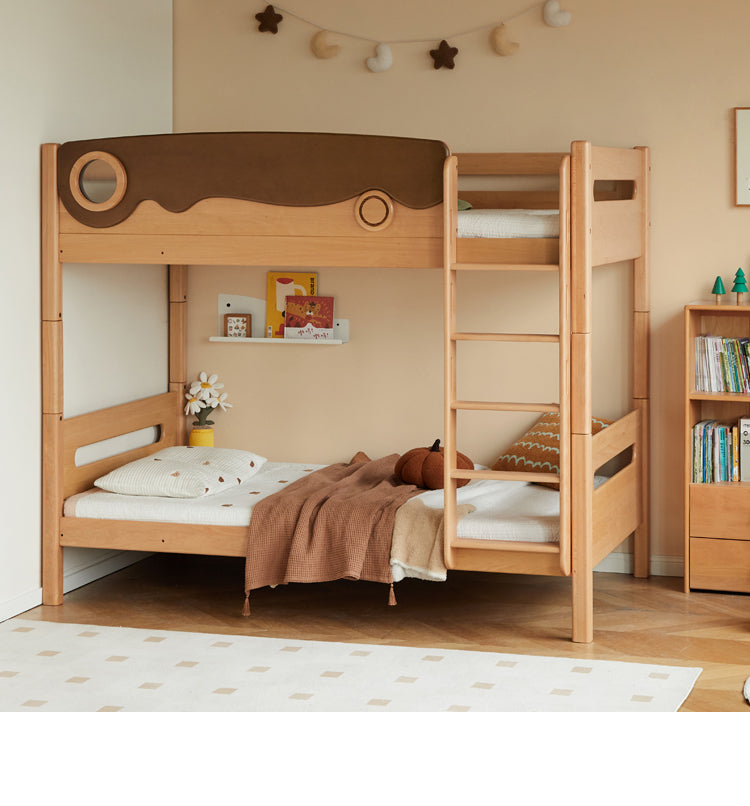 Beech solid wood with guardrails bunk bed