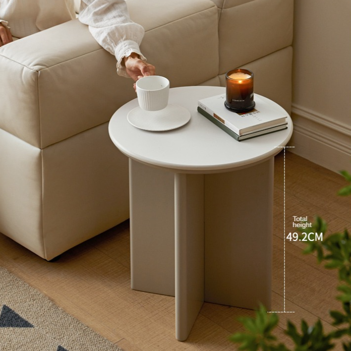 Poplar solid wood Light Luxury Cream Style Side Table -