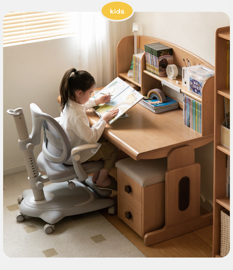 Beech Solid Wood Children's Liftable Study Table