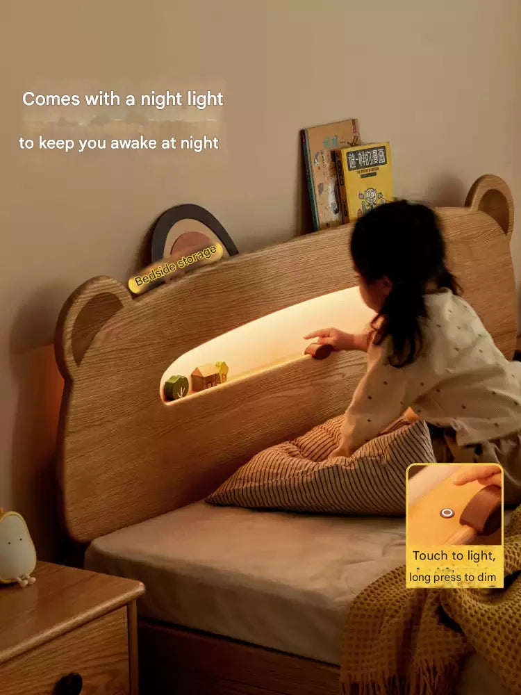 Oak, Beech solid wood Bear night light box bed<