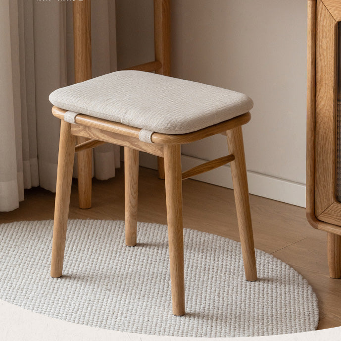 Ash Solid Wood Modern Square Dressing Stool.