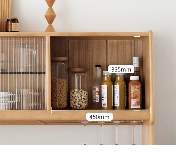 Buffet sideboard high glass cabinet Oak solid wood-