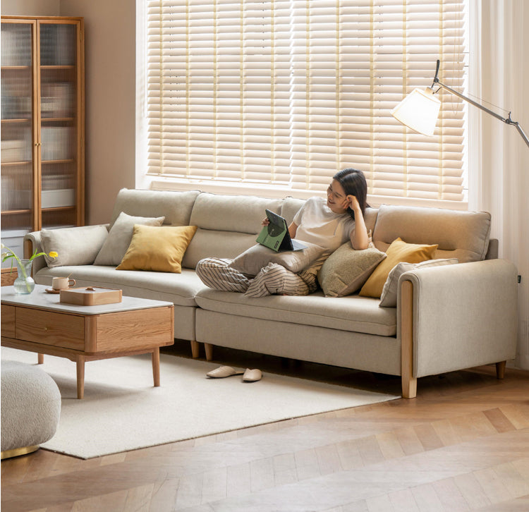 Luxury fabric sofa oak solid wood+