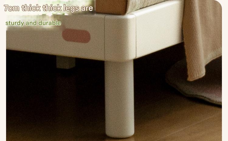 Rubber Solid Wood Cream Style Single Bed
