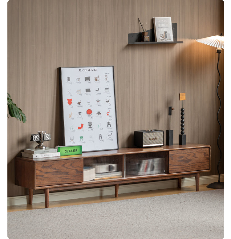 Oak solid wood modern simple floor TV cabinet