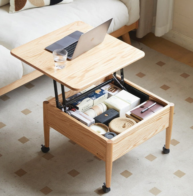 Oak Solid Wood Elevated Dual purpose Folding Coffee Table