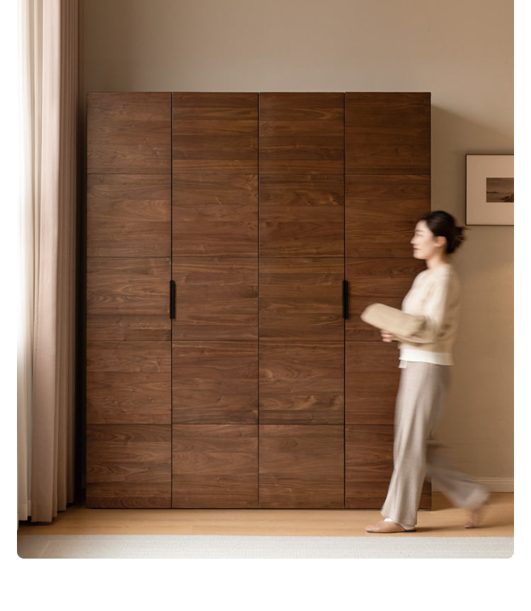 Black Walnut Solid Wood Wardrobe Combination Storage Cabinet