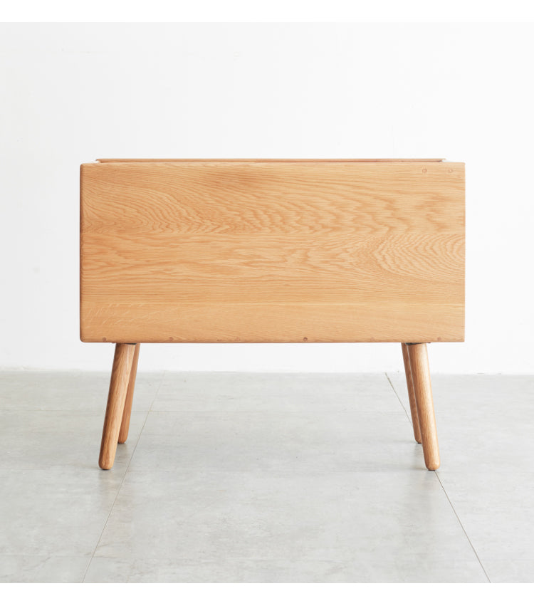 Oak Solid Wood Narrow Side Table, Flip Door Storage Cabinet "