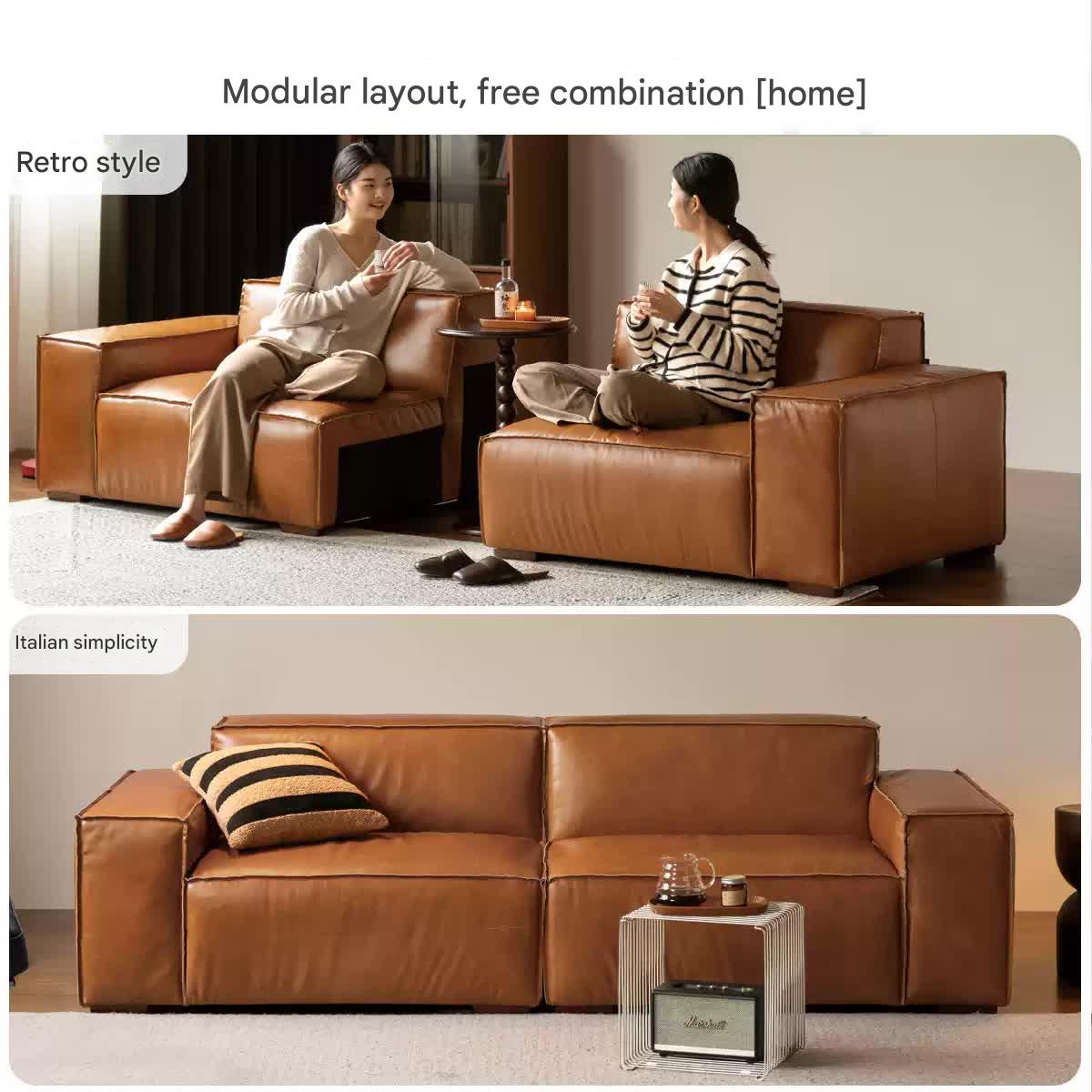Full Leather Tofu Sofa first layer cowhide